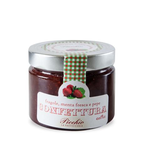 Confettura fragole, menta fresca e pepe
