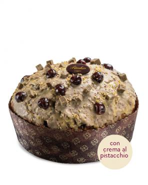 Panettone pistacchio e visciole di Cantiano + crema di pistacchio